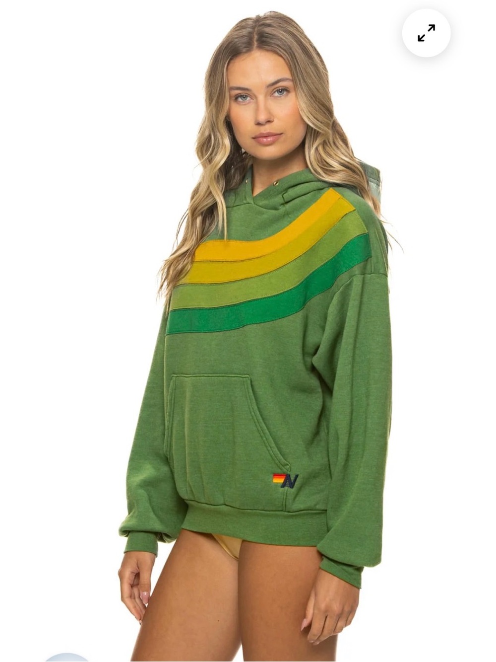 Aviator Nation WAVE STRIPE 4 PULLOVER HOODIE RELAXED - PALM // GREEN - Picture 2 of 8